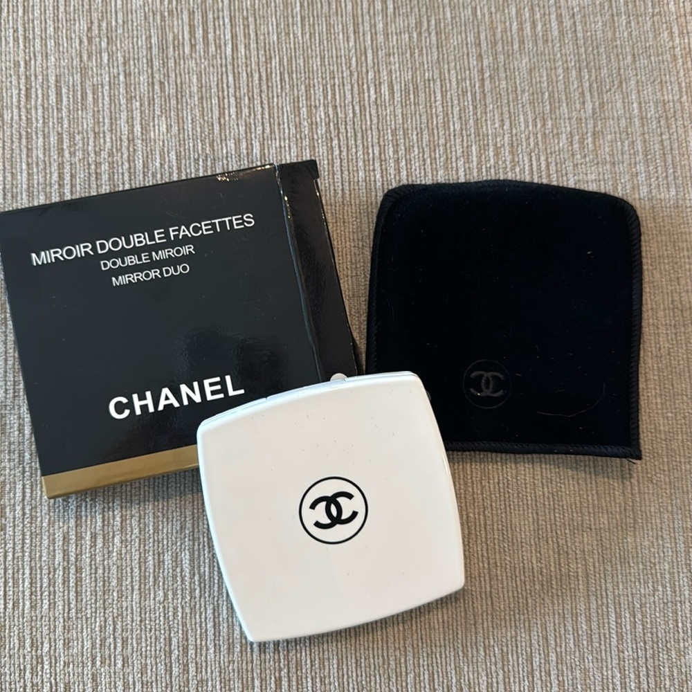 Brand New Chanel White Double Mirror with Box and Pouch